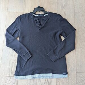 Scotch Soda Amsterdam Couture Long Sleeve Henley Button Up Knit‎ Top Charcoal L